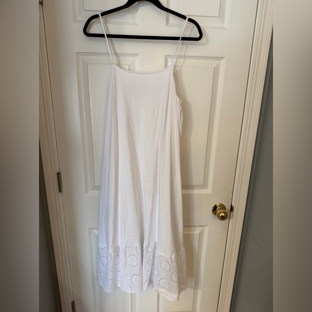 Mango White Eyelet Midi Dress